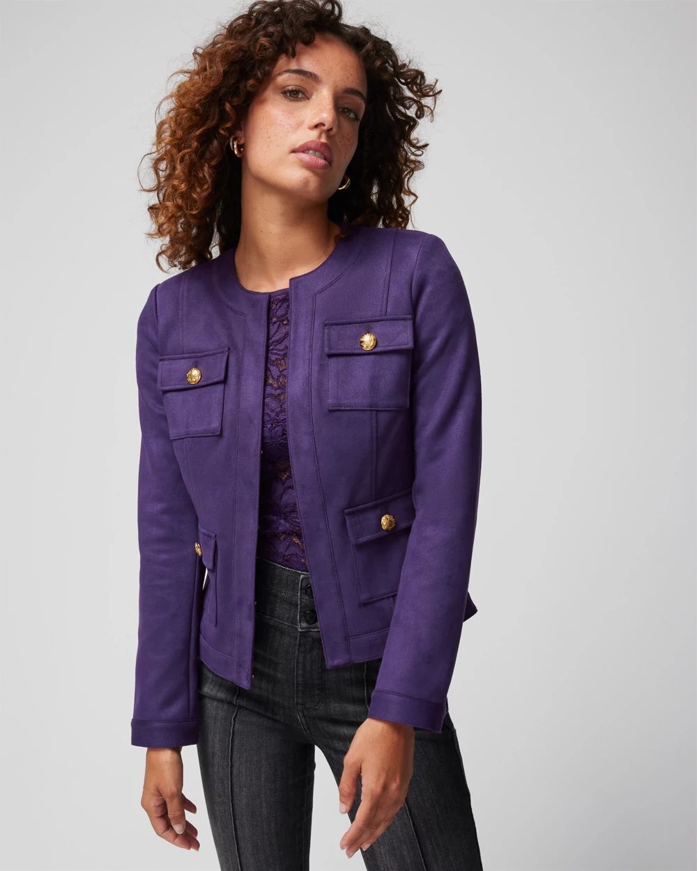 WHBM plum purple Ultra Suede Stylist Jacket sz 12 new with tags $185